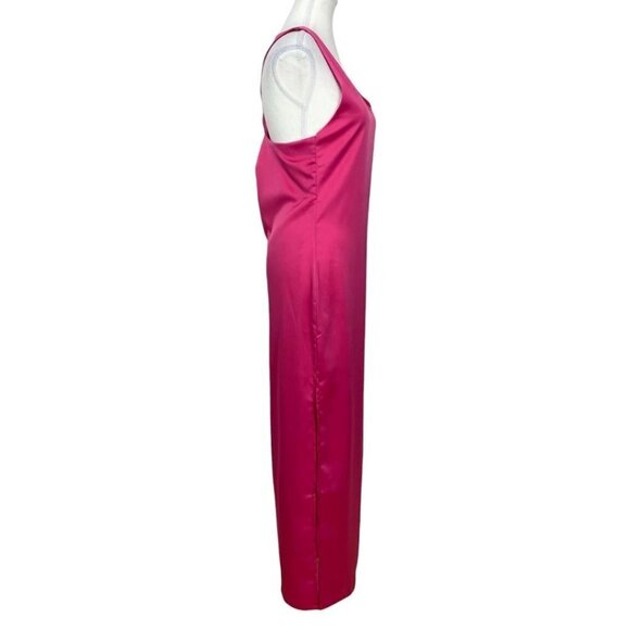 4TH + RECKLESS FUCHSIA PINK SLEEVELESS SIDE SLIT SATIN EVENING DRESS - S - Picture 4 of 11